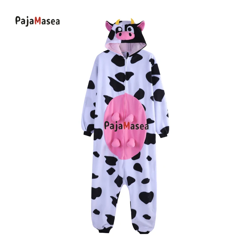 blusa martillo Comité Animal Cow Zipper Pajamas Kigurumi Women Onesies Adults Fleece Men Cartoon  One-piece Pijamas Sleepwear Birthday Cosplay Costume - Onesies - AliExpress