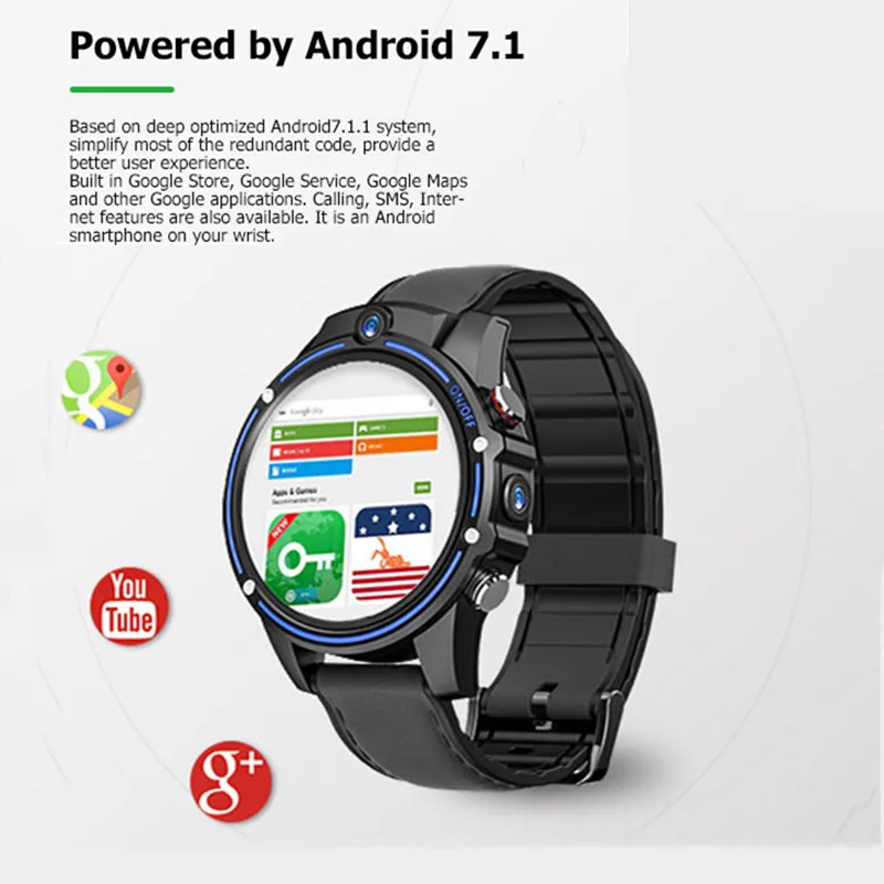 Смарт часы kospet Vision 5.0MP + 5.0Mp с двойной камерой Android 800 мАч батарея gps карты умные для