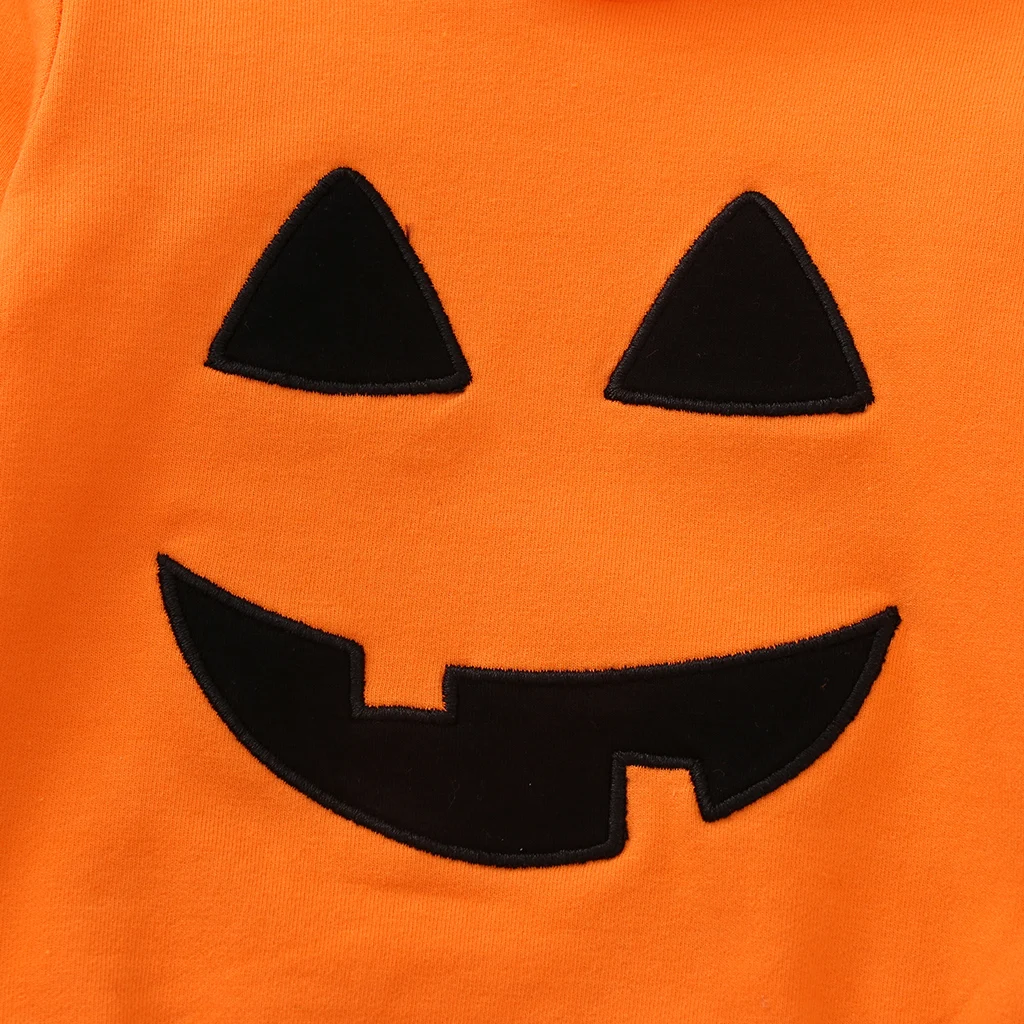 Baby Boys Girls Halloween Hodded Outfit Pumpkin Long Sleeve Bodysuit Hat Socks My First Halloween Costumes 0-18M
