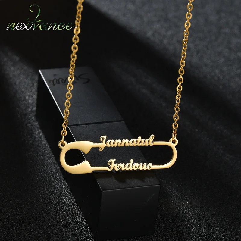 

Nextvance Personalized Custom Two Name Pendant Necklace Nameplate Stainless Steel Swing Needle Necklace For Women Jewelry Gift