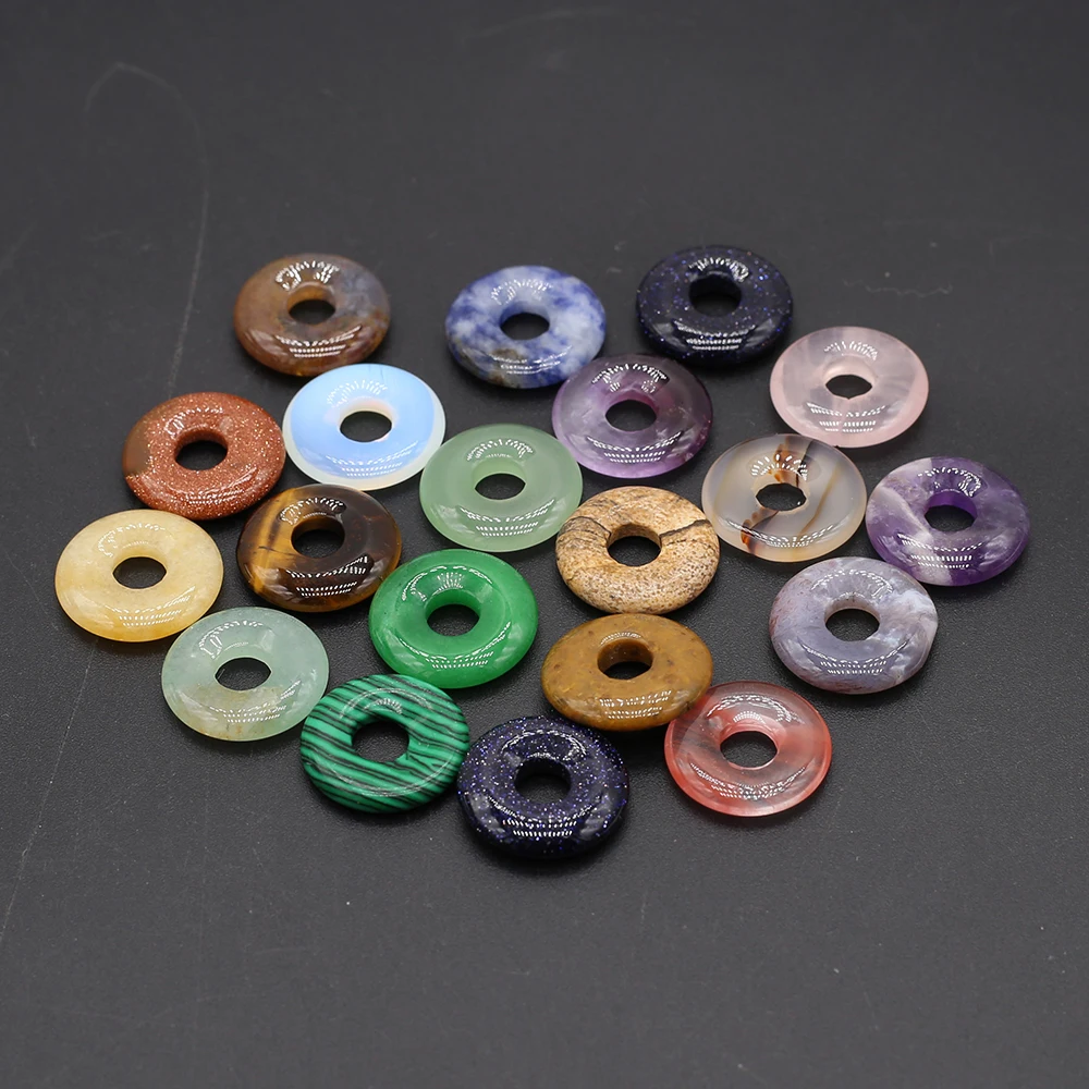 

Wholesale Natural GemStone Positive Hole Round Pendant For Jewelry MakingDIY Bracelet Necklace Accessories Charm Gift Decor12PCS