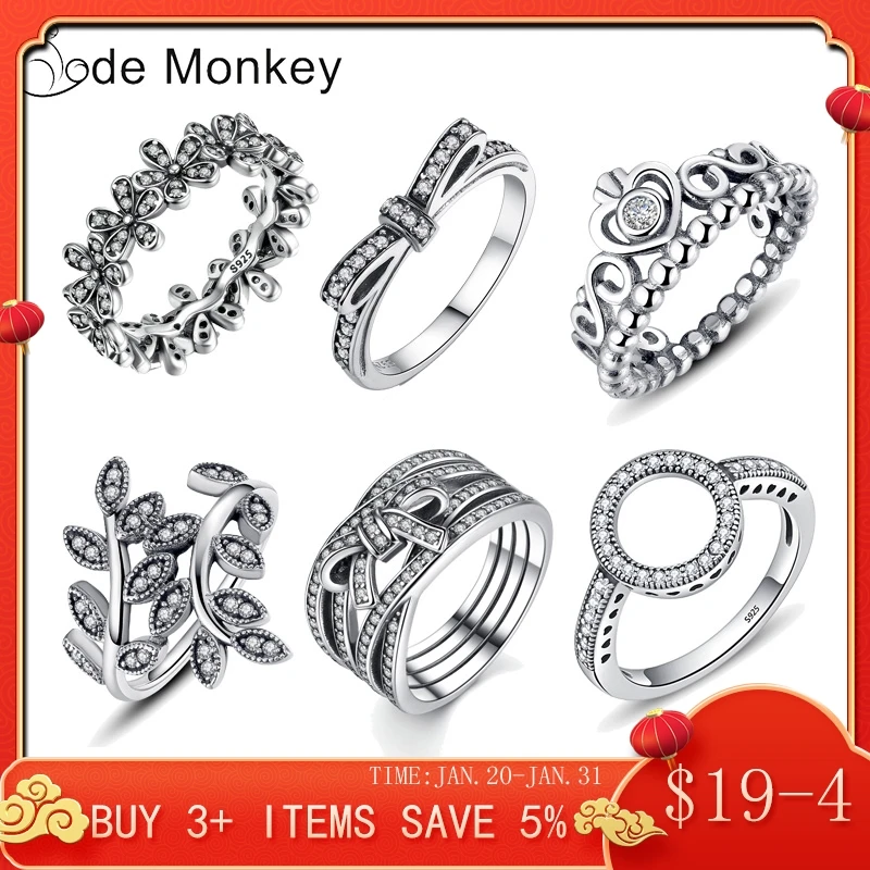 

CodeMonkey 100% 925 Sterling Silver Rings Wholesale Popular Flower Lucky Rings For Women Jewelry Making Dorpshipping R7220