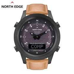 NORTH EDGE Reloj Solar para hombre, pulsera deportiva de Metal, resistente al agua, 50M, brújula, cuenta atrás, cronómetro, inteligente