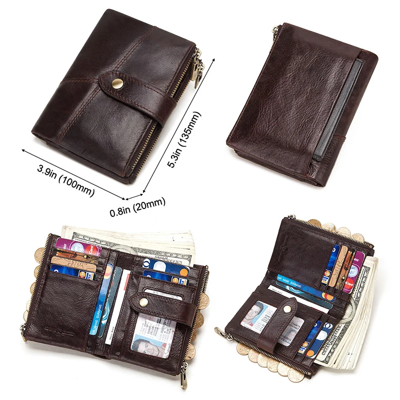 GZCZ RFID кошелек из натуральной кожи мужские кошельки Crazy Horse портмоне короткая