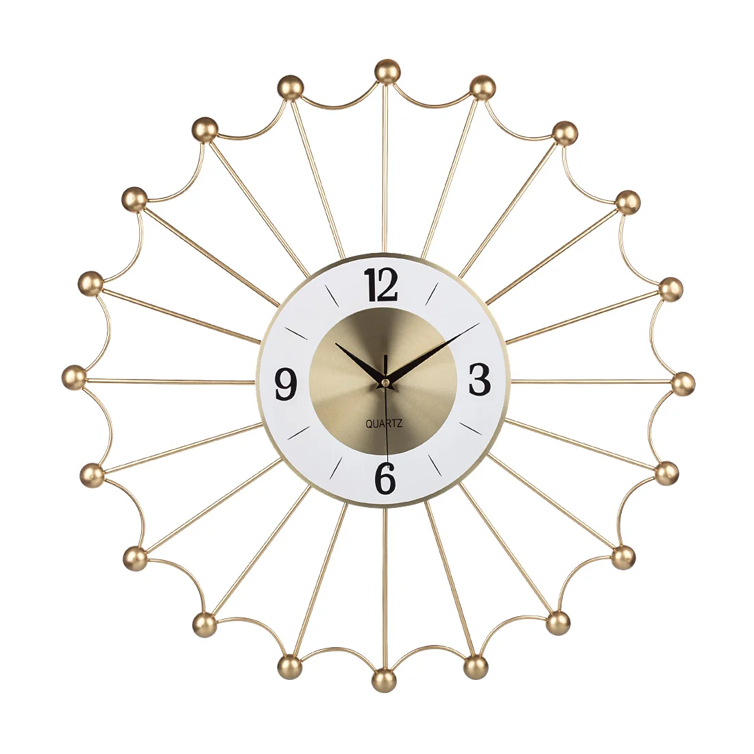 24-Inch 60cm Ferris Wheel Shaped Wrought Iron Silent Decorative Wall Clock Modern Design For Home Living Room Decoration -Golden | Дом и сад