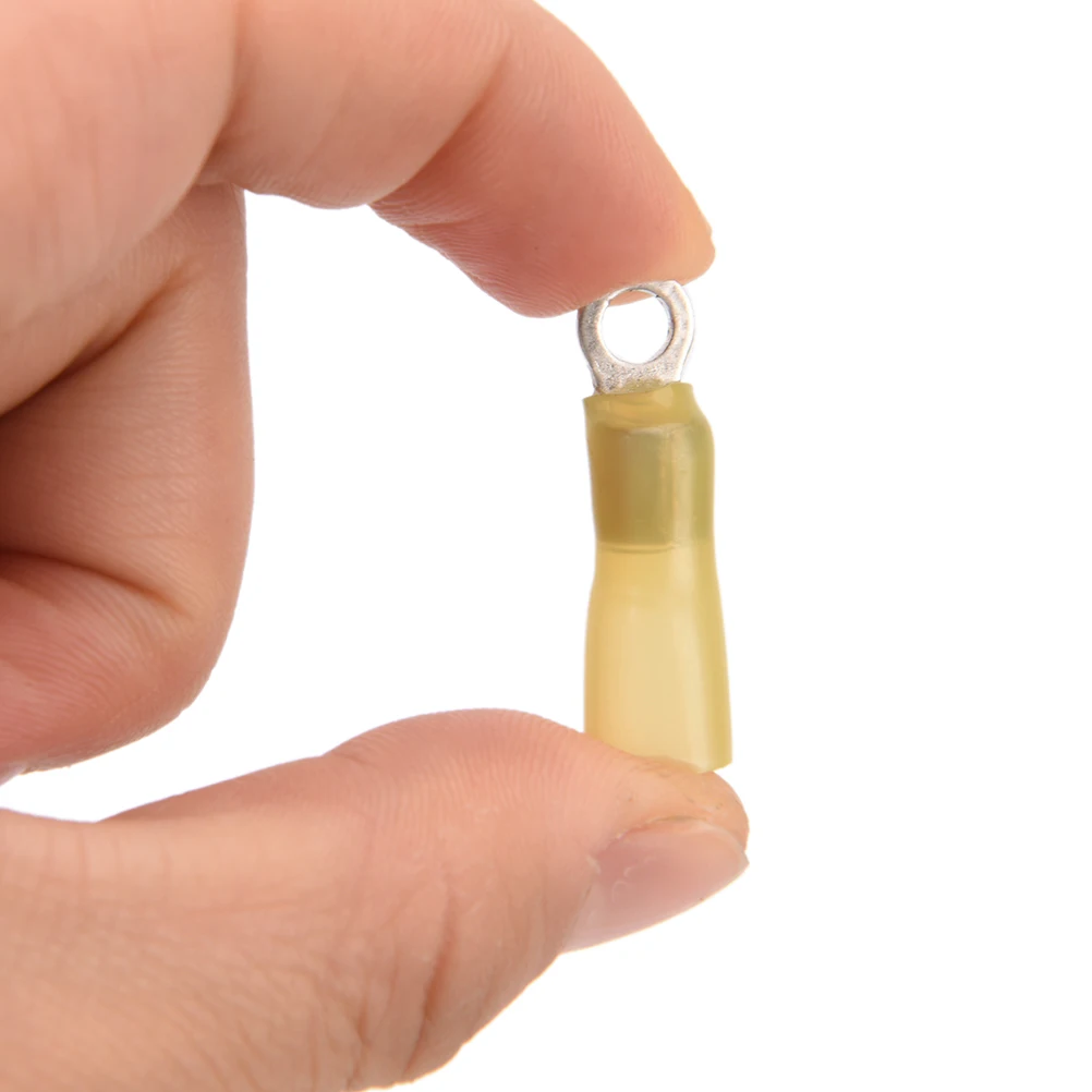 10pcs Yellow 4.3mm Heat Shrink Crimp Terminals Insulated Elec cal Wire Cable Connectors Terminals 4.0-6.0mm2 12-10AWG