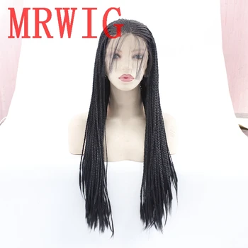 

MRWIG braided box braids glueless synthetic lace front wig free part baby hair heat resistant fiber for woman