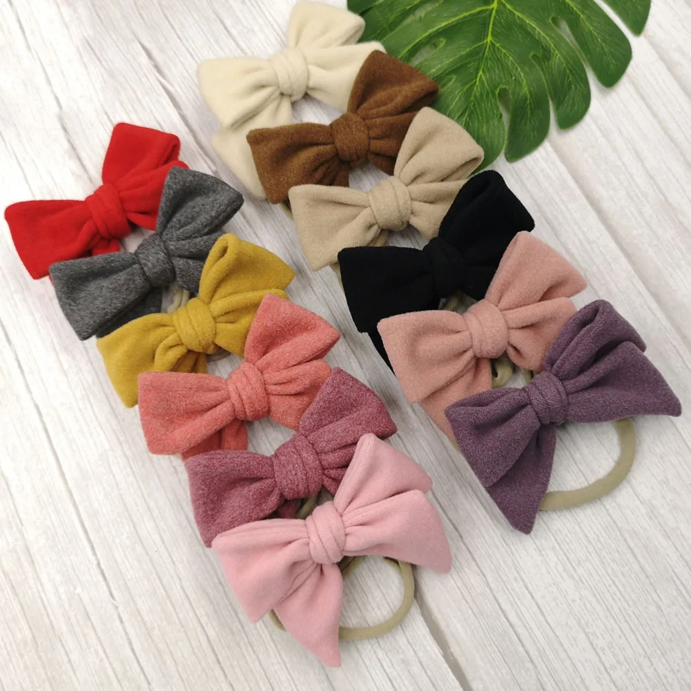 

Knot Bows Headband Baby Girls Velvet Hair Accessories Elastic Soft Nylon Hairband Photo Props Toddler Baby Hair Bows Headband