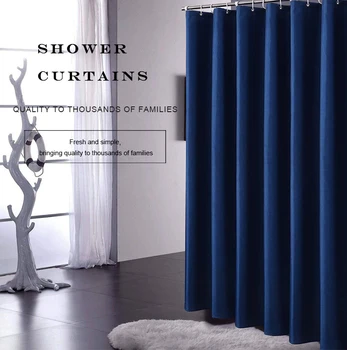 

Blue Eco-Friendly Stocked Polyester Modern Shower Curtains Durable Quick-drying Bathroom Curtain with Hooks Home Decoration
