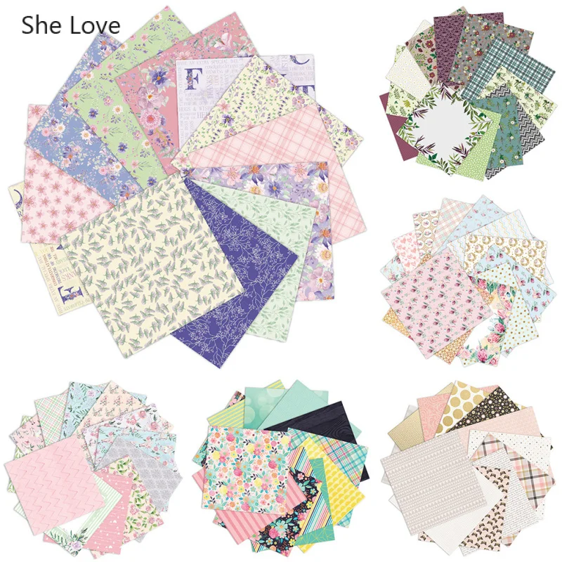 

She Love 12 Sheets Flower Printed Scrapbooking Paper Crafts Art Background Paper DIY Scrapbook Card Making Handmade Materials