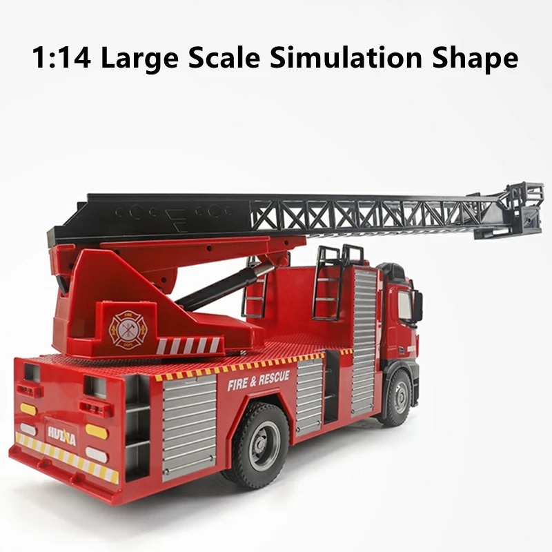 22-CH Simulation Ladder Fire Truck One Key Spray Water 270 Degree Rotation Console Liftable Ladder 40Mins Sound And Light RC Toy 2