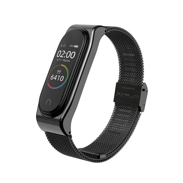Браслет mi Band 4 из нержавеющей стали металлический ремешок для наручных часов аксессуары для Xiaomi mi Band 3 4 mi band 3 - Цвет: black kakou