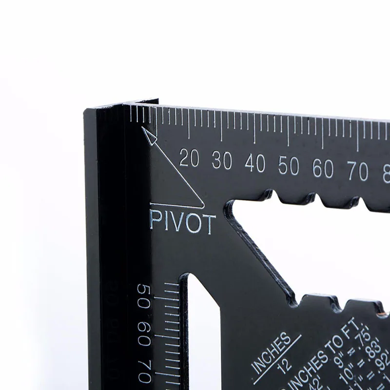 ZK30 Angle Ruler 7/12 inch Metric Aluminum Alloy Triangular Measuring Ruler Woodwork Speed Square Triangle Angle Protractor