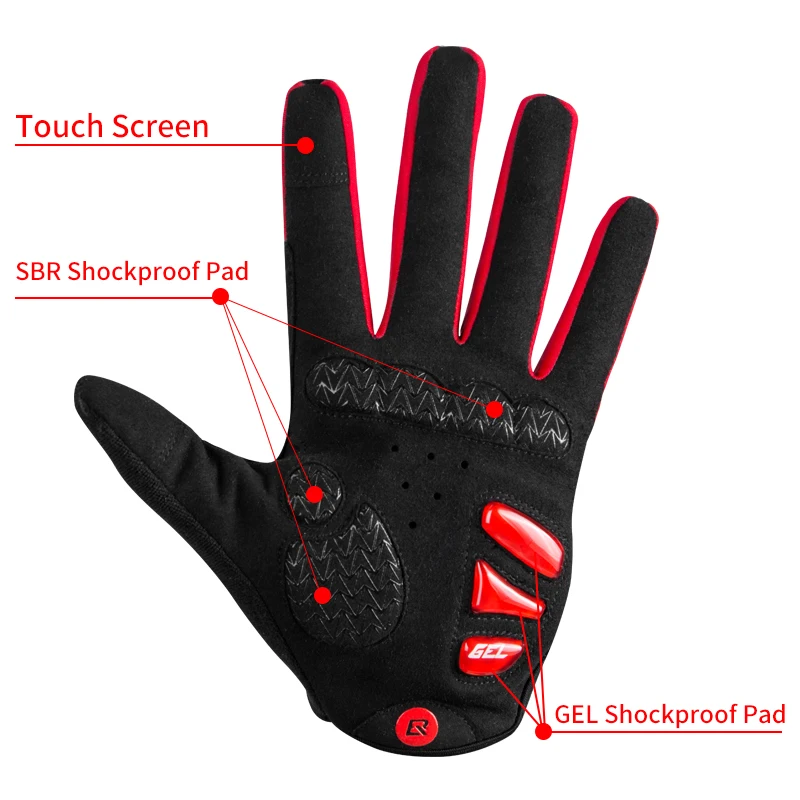 ROCKBROS GEL Silicone Cycling Gloves Fleece Full Finger Touch Screen MTB Road Bike Gloves Motorcycle Winter Bike Accessories 2