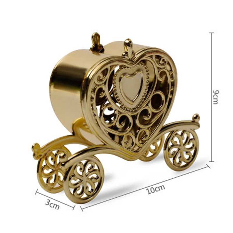 

12pcs Love Heart Pumpkin Carriage Candy Box Creative Wedding Supplies 10* 3* 9cm Plastic Candy Boxes