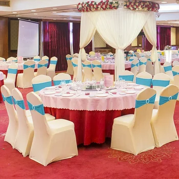 

50Pcs Spandex Stretch Chair Cover Sashes Buckle Bands Bows for Wedding Banquet Wedding Decor