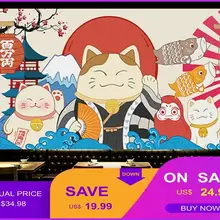 Японская ручная роспись обои Япония Lucky Cat Ukiyo-E Ресторан Суши Ресторан оснастка стены на заказ 3D росписи