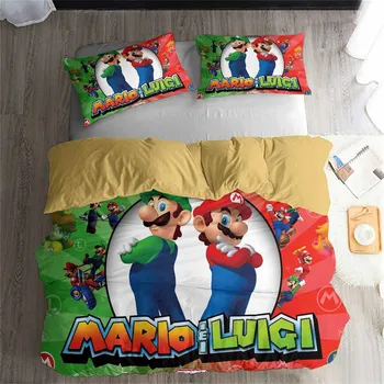 

HELENGILI 3D Bedding Set Mario Print Duvet Cover Set Bedcloth with Pillowcase Bed Set Home Textiles #MLA-19