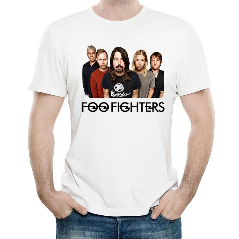 Футболка Foo Fighter белая мужская модная одежда с коротким рукавом и принтом