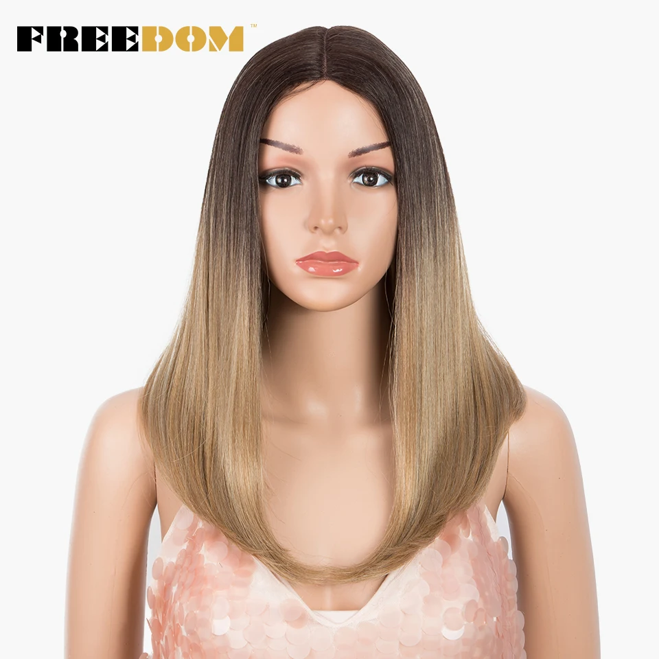 Парик Синтетический кружевной прямой для чернокожих женщин термостойкий средней длины естественный