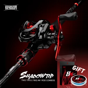 Kingdom SHADOW-TIP удочка для рыбалки, комбинированная удочка, новинка, 2,1 м, 2,4 м, два верхних наконечника, 2 секции, Удочка из углеродного волокна, катушка для литья приманки, набор - изображение