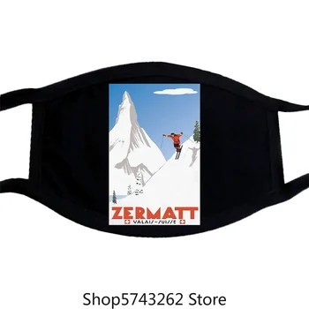 

Swiss Alps Ski Mask Zermatt Valais Switzerland Poster Vintage Cool Tee 58 Washable Reusable Mask with