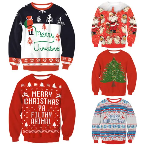

Christmas Sweater Men Women Santa Xmas Christmas Novelty Ugly Warm Sweater Female Tops Clothes New Arrival Stylish Unisex