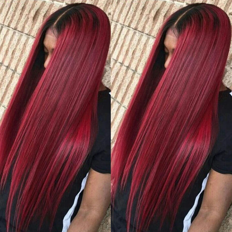 Pinshair парики из натуральных волос на кружеве 4*4, 1B99J, Бургундия, блонд, Омбре, перуанские прямые волосы, парики для черных женщин, не Реми