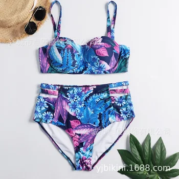 

Recommended Big Code Swimsuit Printing Gao Waist Double Color Optional Plus Fat Increase Code Bikini Large Bust High Cut