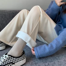 

2022 Spring Fall Wide Leg for Women Warm Winter Thick Loose Pants Lady High Waist Casual Soild Color Corduroy Trousers Fashion
