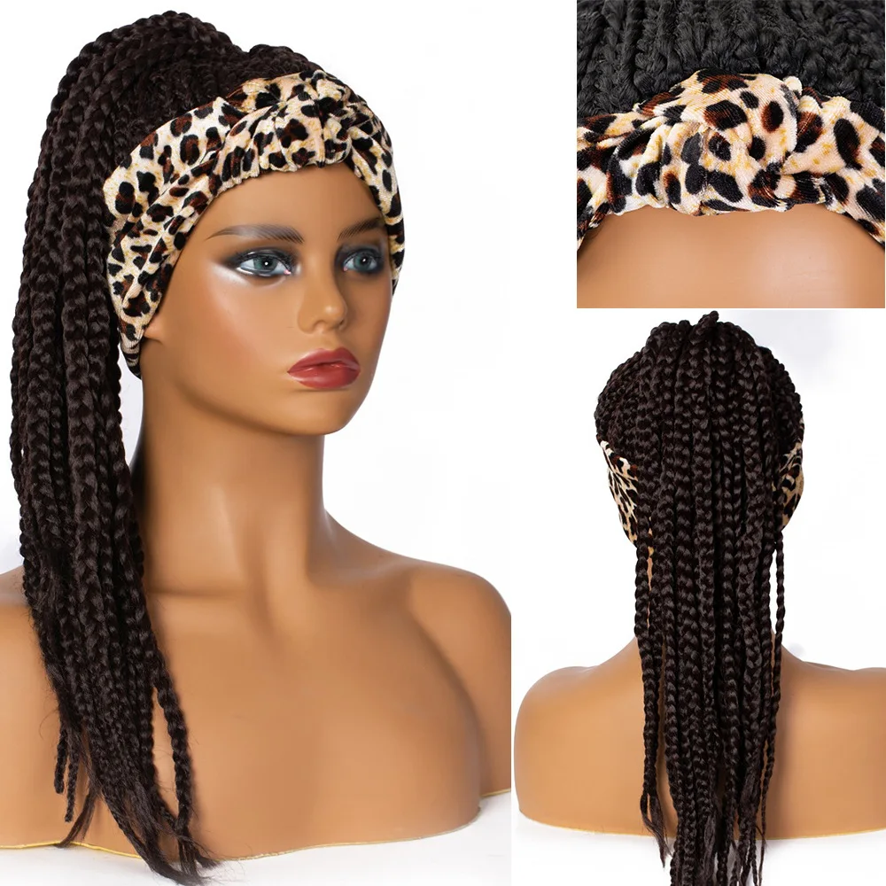Synthetic Hair Wigs OUCEY Synthetic Hair Headband Wig Women Long Braided Box Braids Wigs For Black Women Braid African Natural Black Brown Wig