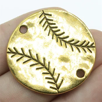 

WYSIWYG 2pcs 32x32mm DIY Baseball Pendant For Jewelry Making Antique Gold Baseball Pendants Charm Pendant Baseball