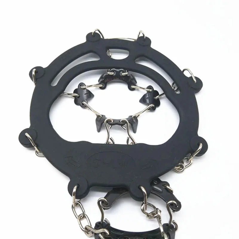 Black L 10 Teeth Ice Gripper Anti-skid Crampon Outdoor Claw Snowshoes Ice Climbing Elastic Shoe Cover for Winter - Цвет: Black L