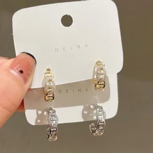 

S925 sterling silver earrings hollow twist chain small earrings Korean fashion cute small and exquisite earrings for women 2021