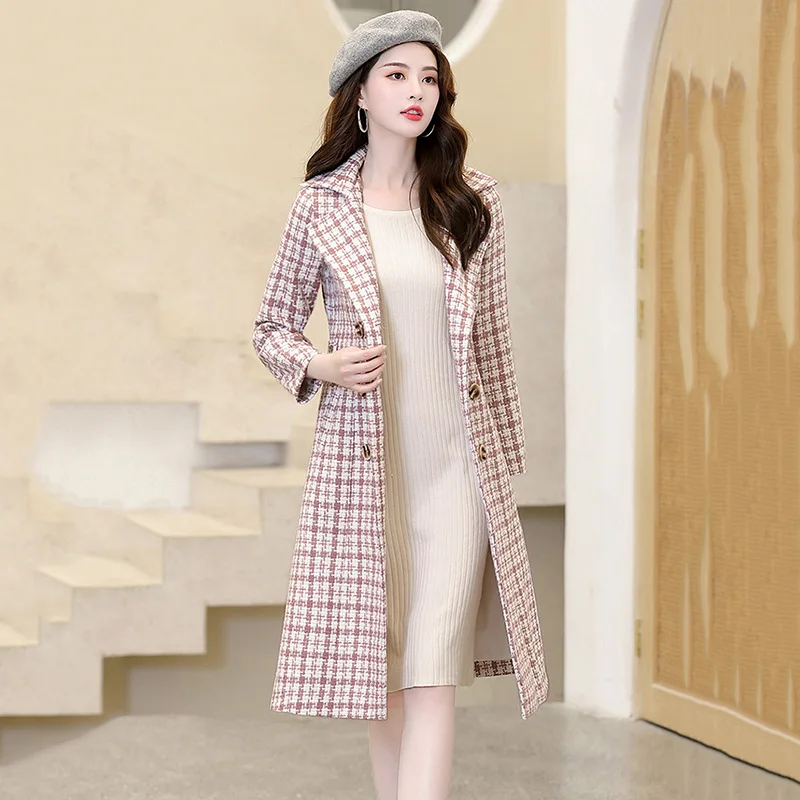 Nieuwe UK High fashion Runway 2019 Herfst/Winter Vrouwen Casual Wol Plaid losse Maxi Lange jas Vrouwelijke bovenkleding