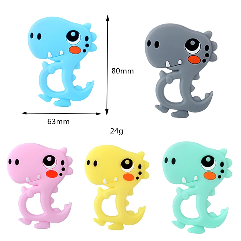 Baby Silicone Teether kids infant Teething Toy Animal Stitch bear Hamster snail rabbit cat dinosaur Beads DIY hippo lion gift baby teething items at 4 months	