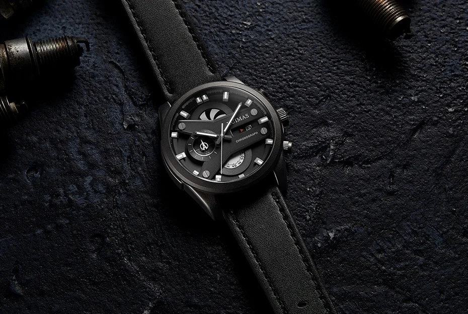 Мужские модные спортивные часы с хронографом для мужчин кожаный ремешок водонепроницаемые военные кварцевые часы Роскошные мужские часы