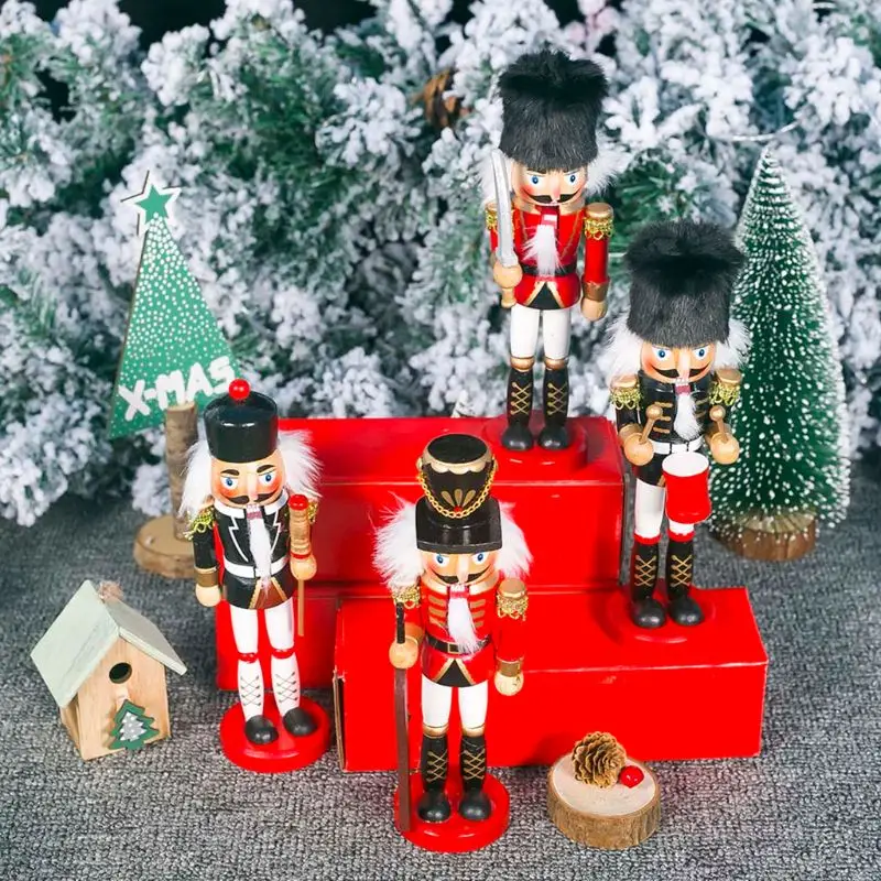Деревянный Щелкунчик ручной работы кукла миниатюрные фигурки кукольная игрушка классическое рождественское декоративное украшение предмет интерьера#909