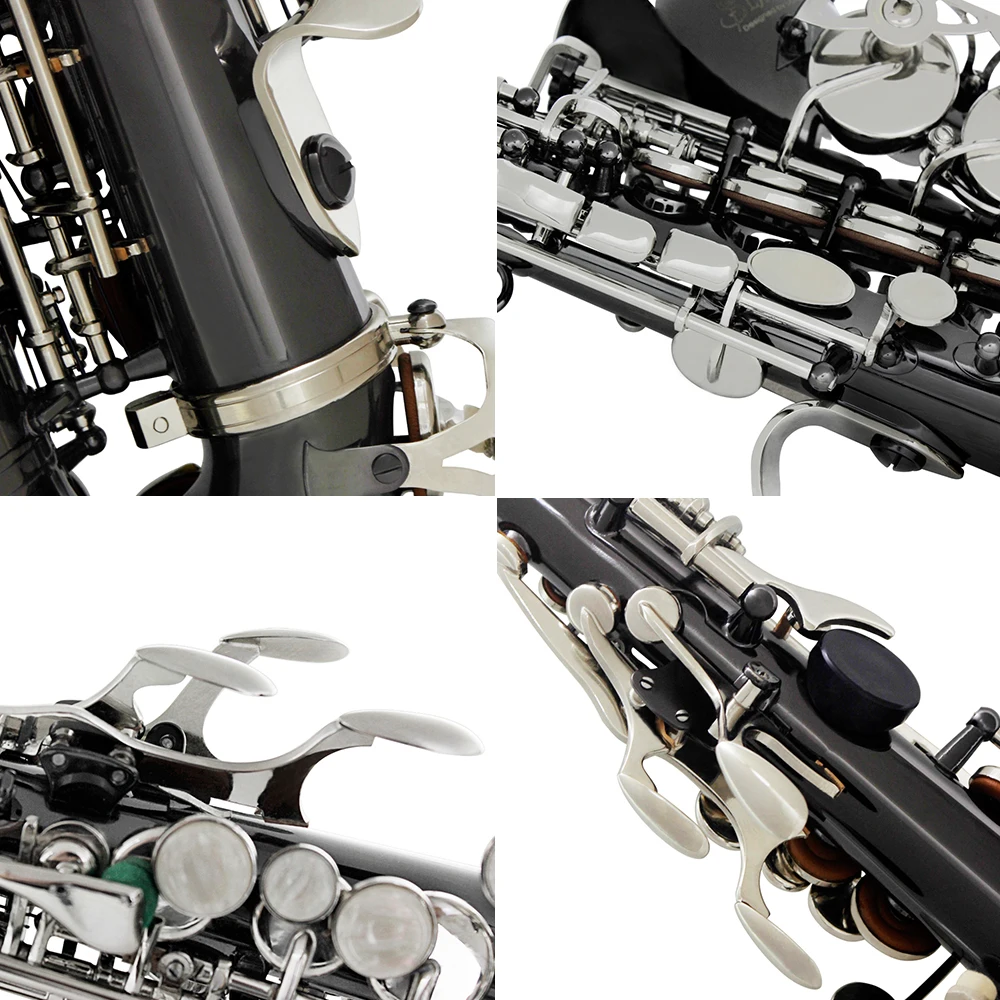 Саксофон sopranos Bb Sax латунь материал черный никелированный деревянный духовой инструмент с чехол для переноски аксессуары для саксофона