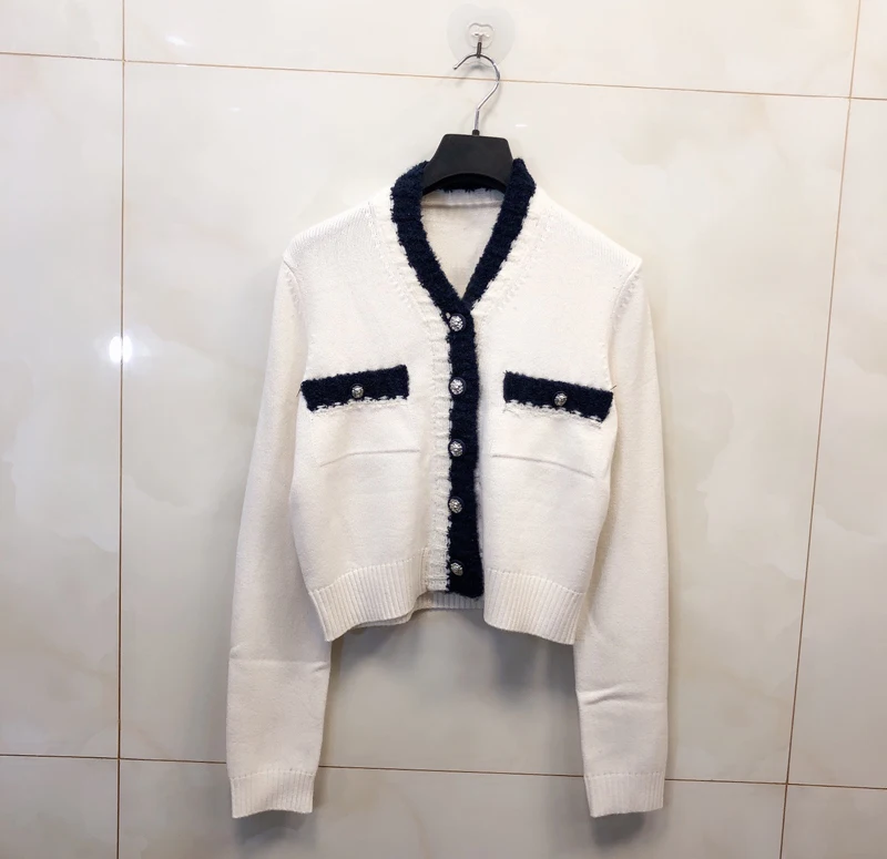 High Fashion Wool Short Coats Autumn Winter New Splice V Neck Women Jackets Single-breasted Female Coats Casual Ladies Coats
