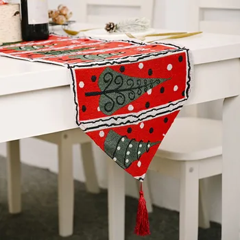 

Christmas Decor Flag Table Cloth Party Decorative Santa Double sided Soft