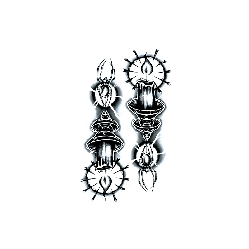 Водостойкая Временная тату-наклейка черный паук свеча крест Луна декорирование