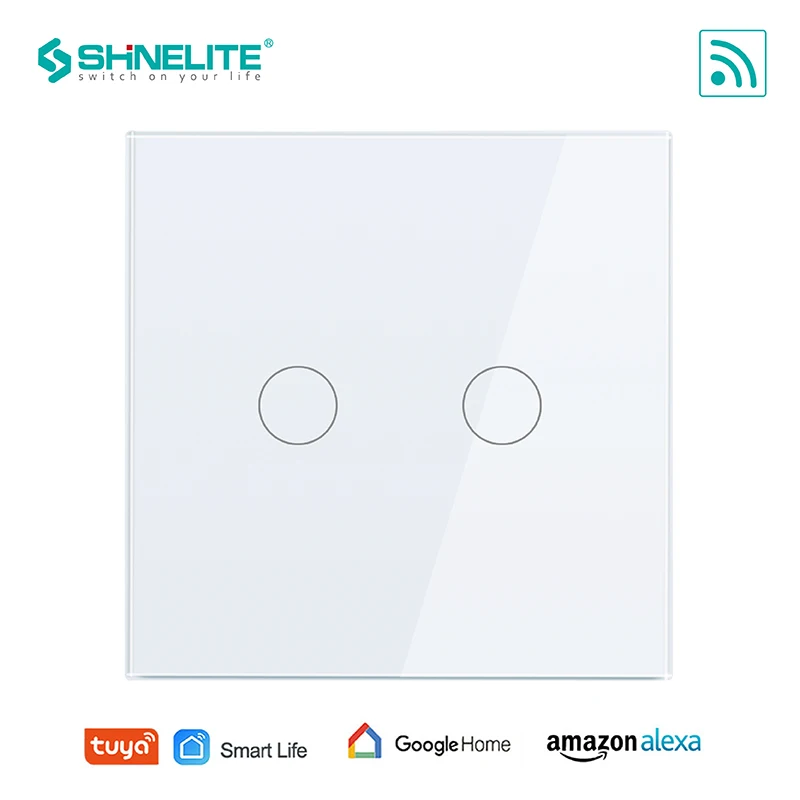 SHINELITE стандарт Великобритании 2 банды сенсорное управление WiFi приложение, умный wifi сенсорный переключатель, google home управление, Alexa, Tuya приложение Smart Life - Цвет: UK02WF