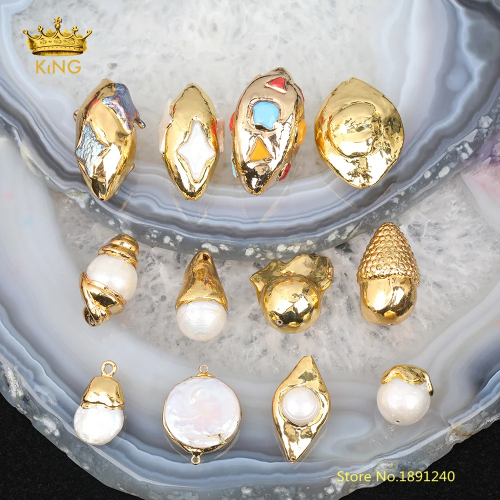 10 шт. жемчужные подвески в различных стилях просверленные бусины из натурального