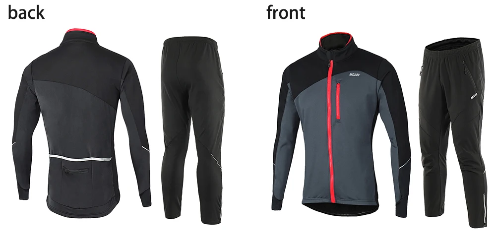 ARSUXEO, Мужская зимняя велосипедная куртка, комплект, ветрозащитная, водонепроницаемая, термальная спортивная одежда, велосипедные штаны, брюки, велосипедные костюмы, одежда 17DD