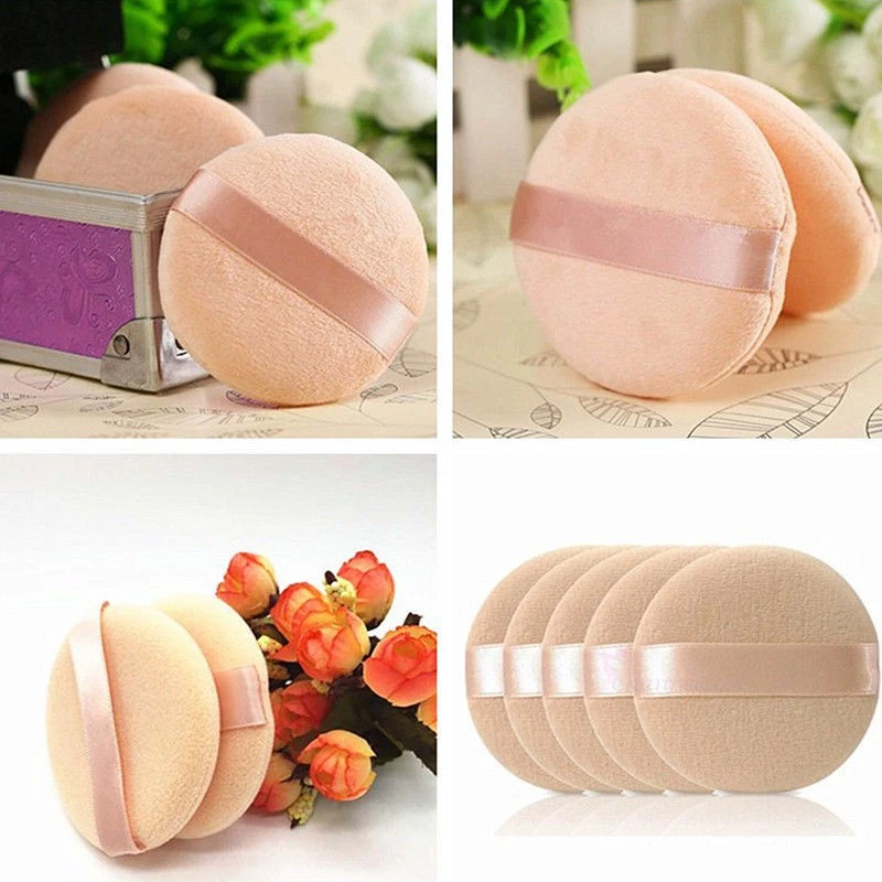 How to buy Chance of  5pcs Round Powder Puff Compact Cotton Cosmetic Puff For Loose Powder Foundation Soft Reusable Durab