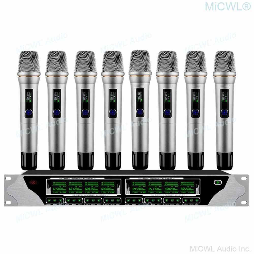 

MiCWL SPD8 Digital Wireless 8 Handheld Karaoke Microphones System 8 Table Short Tube Gooseneck 360 Rotation Top Microfone