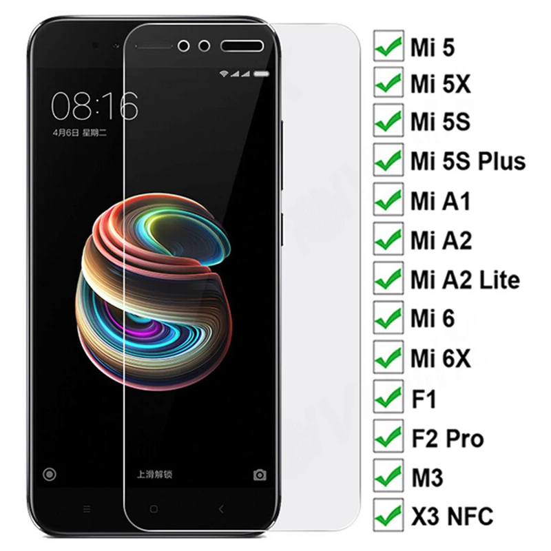 100D de vidrio templado para Xiaomi Mi 5 5S más 5X 6 6X A1 A2 Lite Protector de pantalla POCO M3 X3 NFC F1 F2 Pro película protectora de seguridad