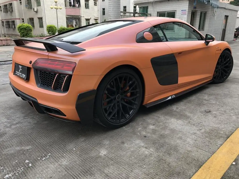 Для Audi R8 автомобильные боковые юбки, удлиняющие губы, высококачественные комплекты из углеродного волокна для кузова автомобиля