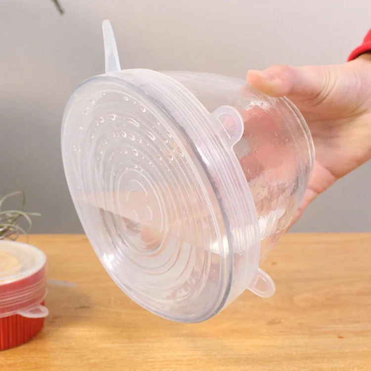 6pcs/set Reusable Stretch Silicone Wrap Food Fresh Keeping Wrap Kitchen Tools Silicone Food Wrap Seal Lid cup Cover Tools